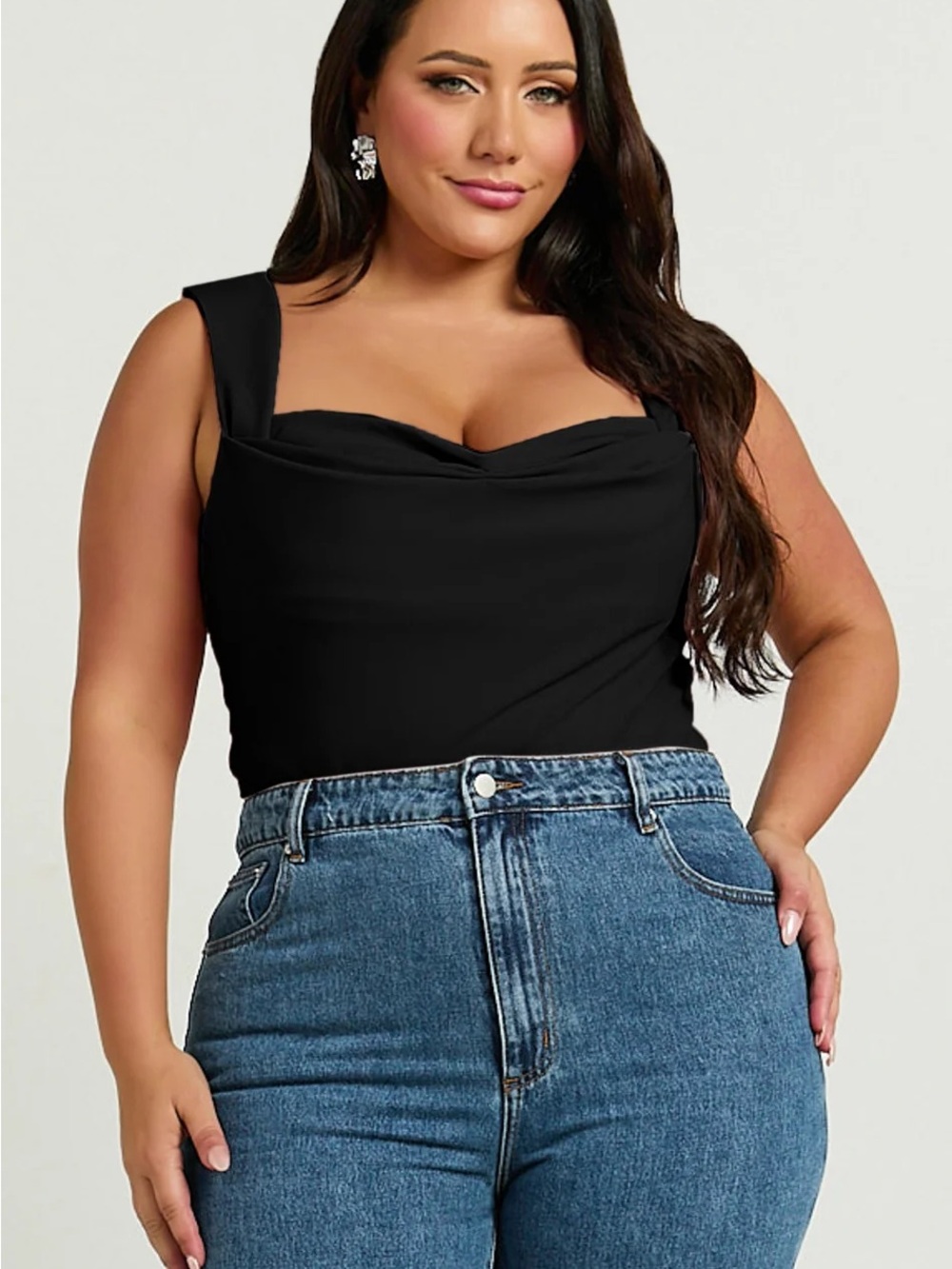 Showpo Black Square-Neck Tank Top with Wide Straps